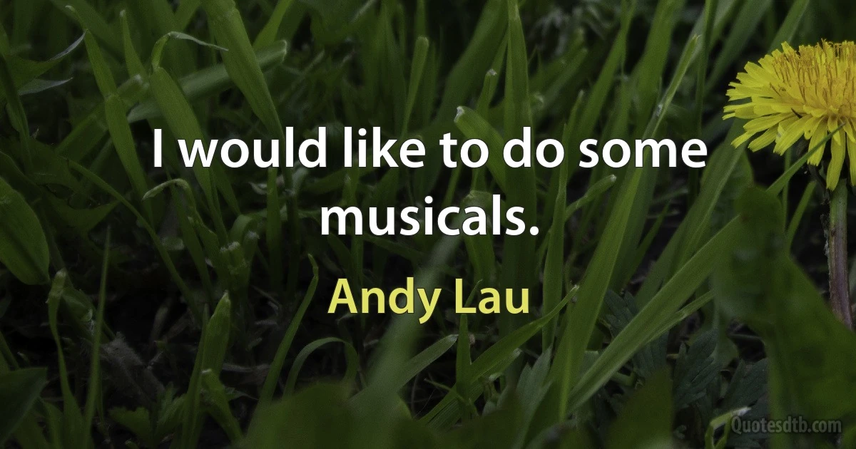 I would like to do some musicals. (Andy Lau)