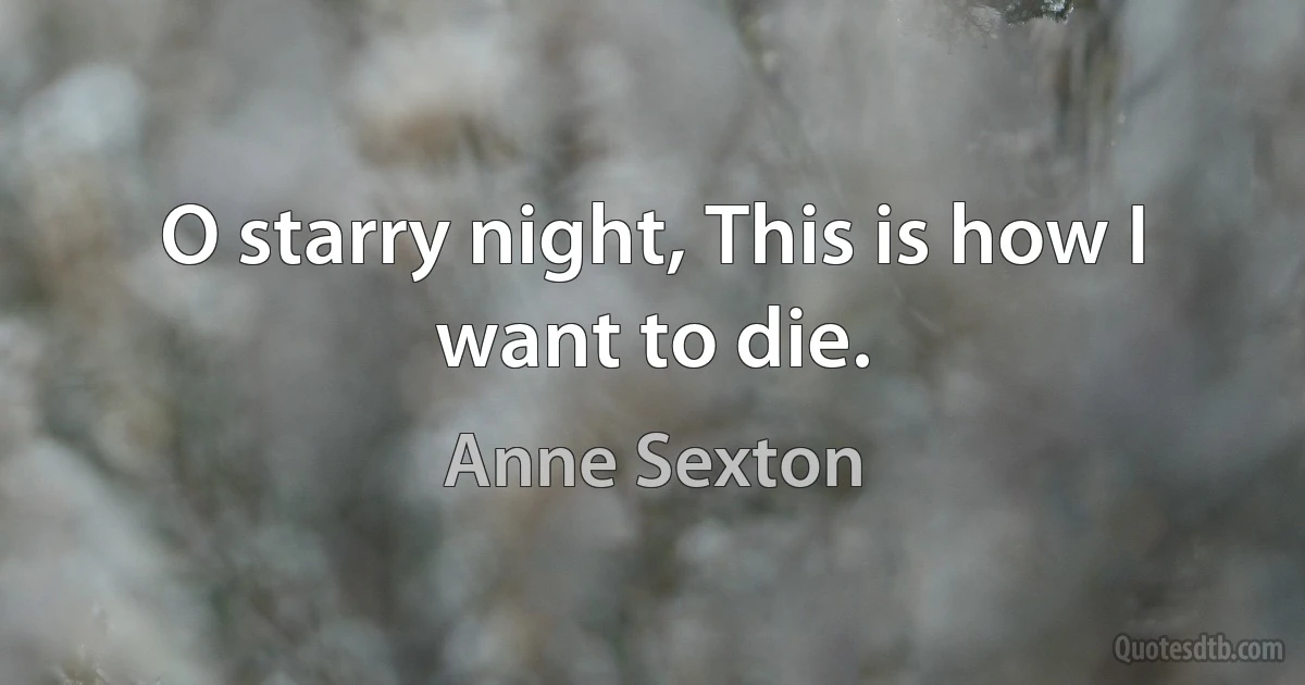 O starry night, This is how I want to die. (Anne Sexton)