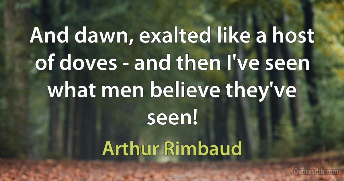 And dawn, exalted like a host of doves - and then I've seen what men believe they've seen! (Arthur Rimbaud)