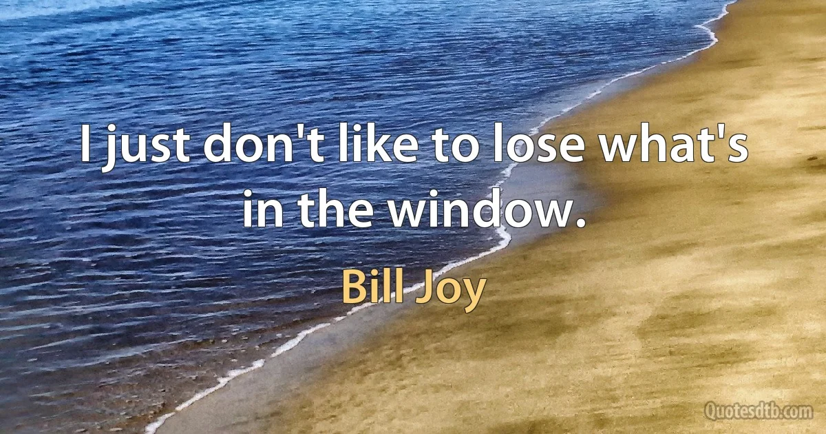 I just don't like to lose what's in the window. (Bill Joy)