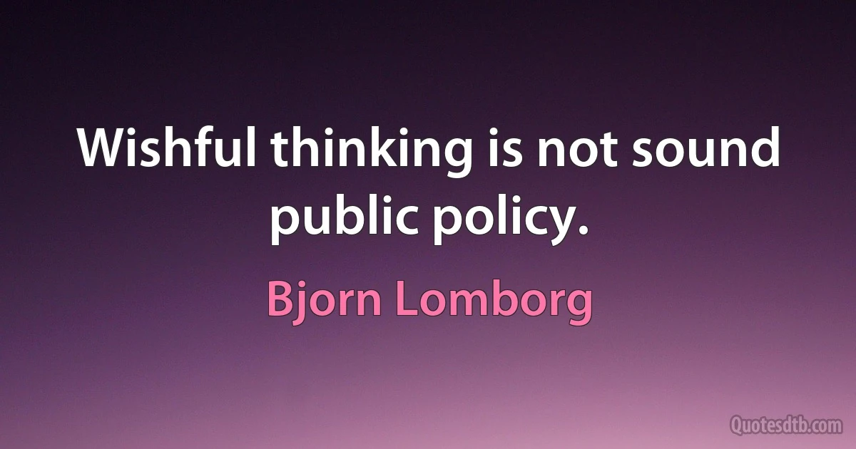 Wishful thinking is not sound public policy. (Bjorn Lomborg)