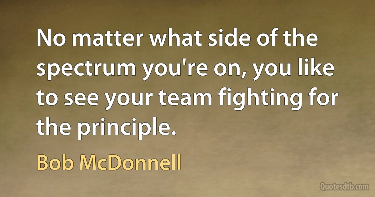 No matter what side of the spectrum you're on, you like to see your team fighting for the principle. (Bob McDonnell)