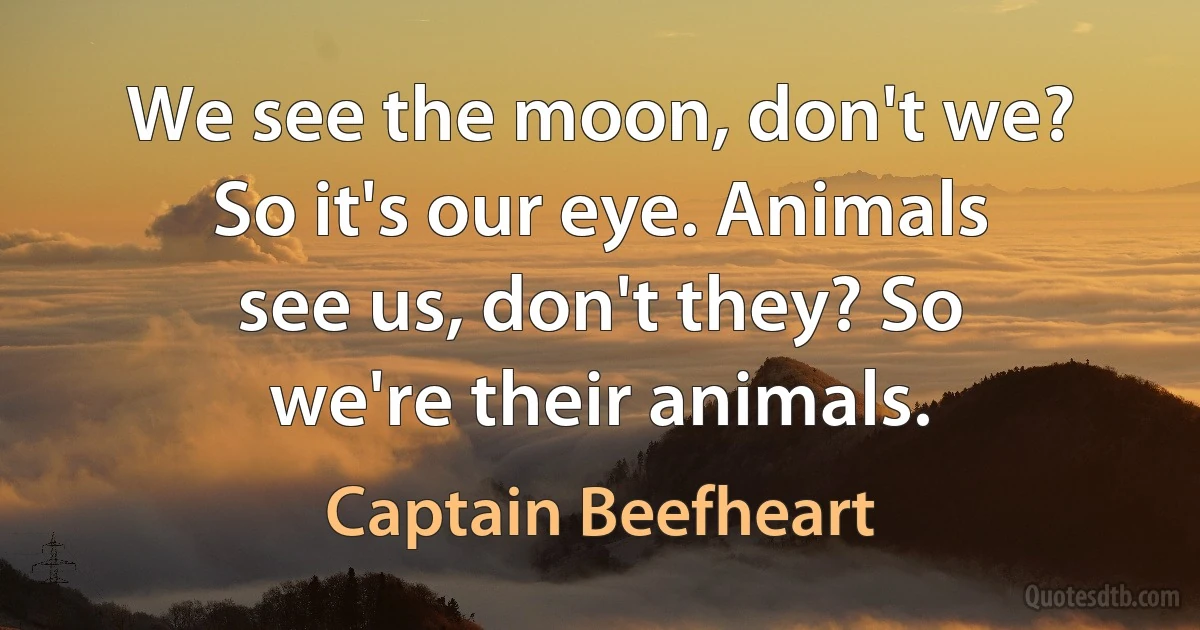 We see the moon, don't we? So it's our eye. Animals see us, don't they? So we're their animals. (Captain Beefheart)