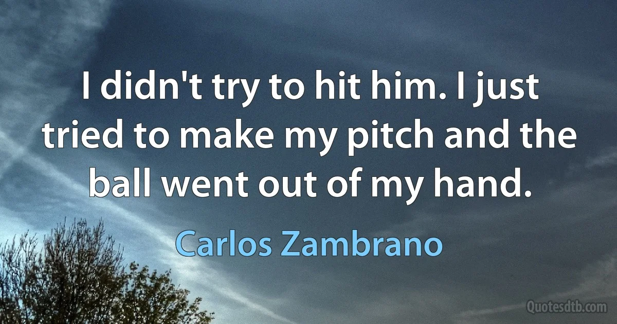 I didn't try to hit him. I just tried to make my pitch and the ball went out of my hand. (Carlos Zambrano)