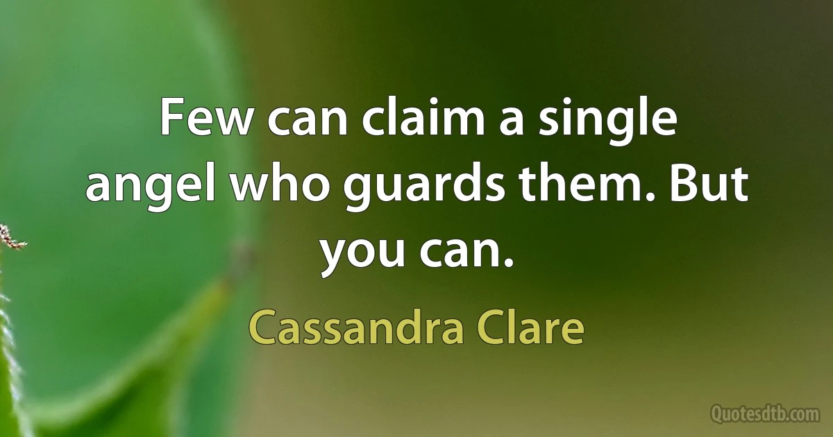 Few can claim a single angel who guards them. But you can. (Cassandra Clare)