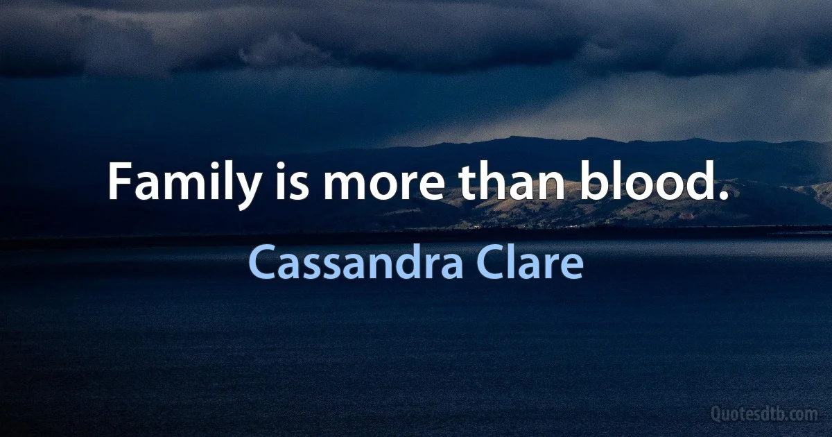 Family is more than blood. (Cassandra Clare)