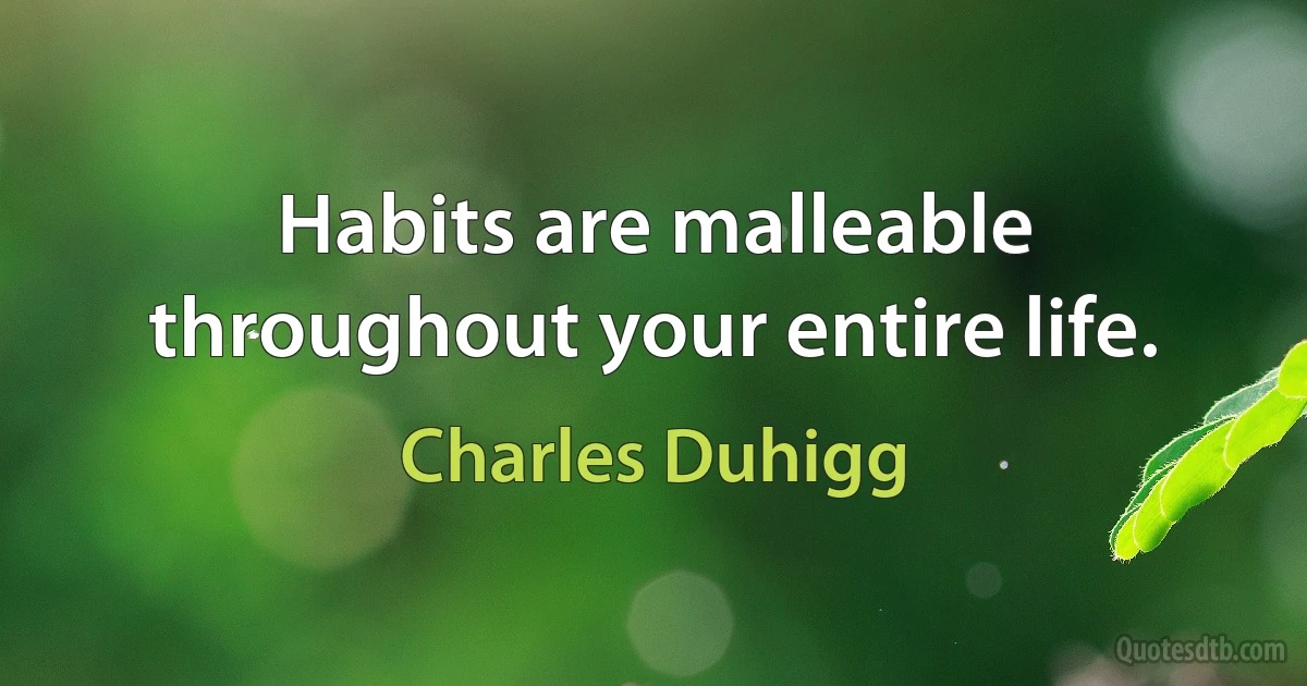 Habits are malleable throughout your entire life. (Charles Duhigg)