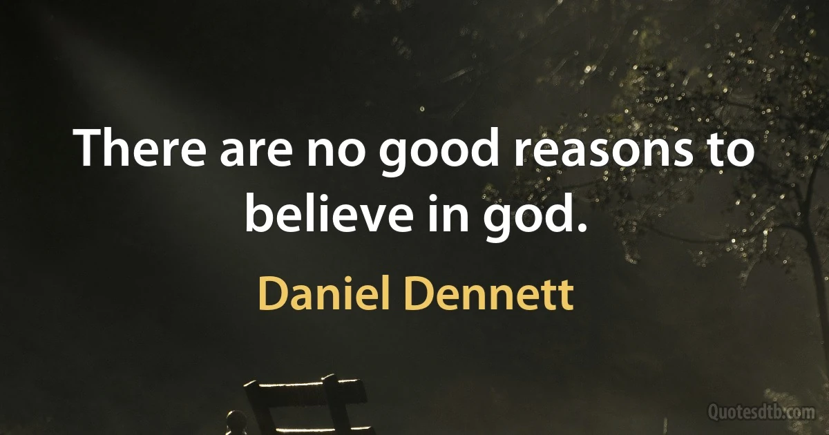 There are no good reasons to believe in god. (Daniel Dennett)