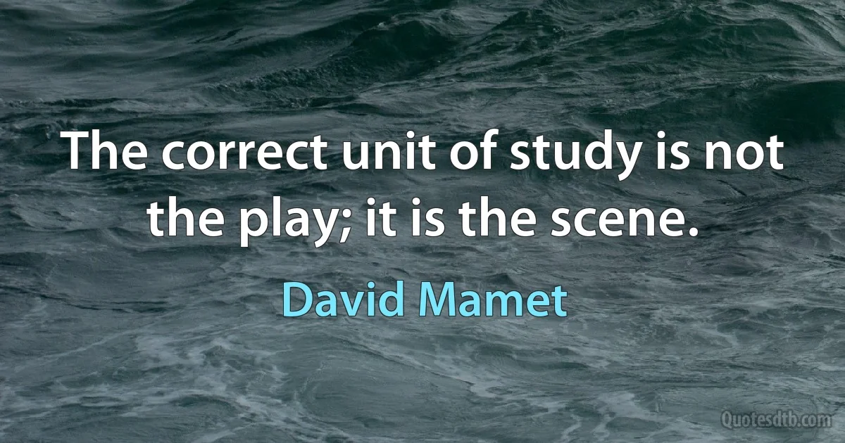 The correct unit of study is not the play; it is the scene. (David Mamet)