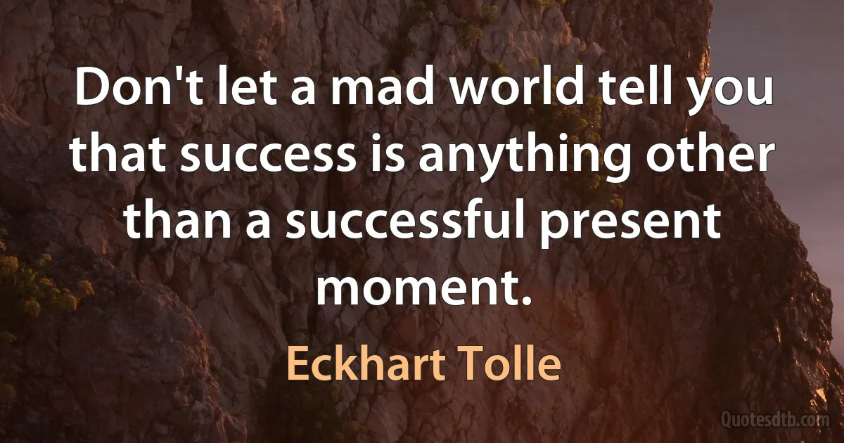 Don't let a mad world tell you that success is anything other than a successful present moment. (Eckhart Tolle)