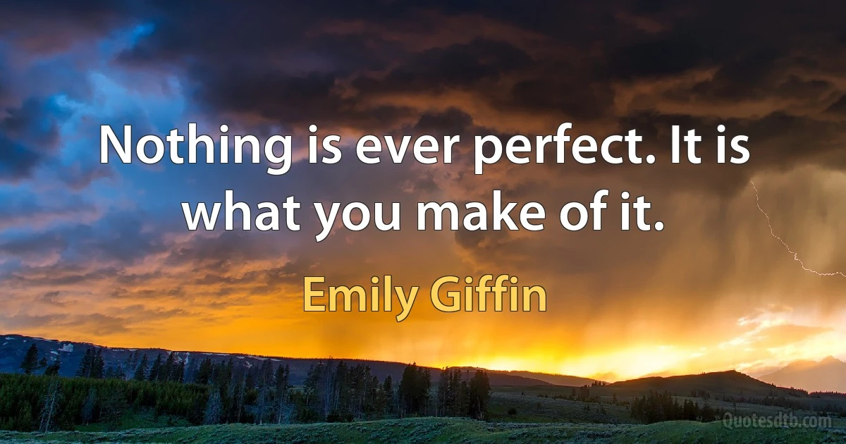 Nothing is ever perfect. It is what you make of it. (Emily Giffin)