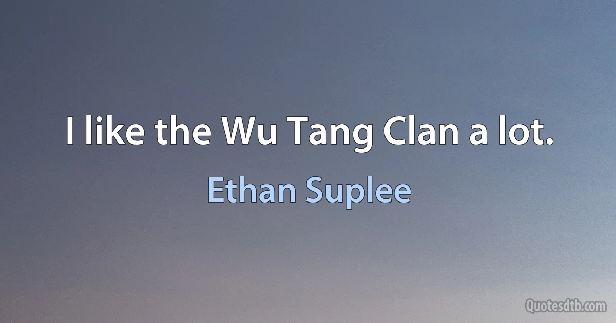 I like the Wu Tang Clan a lot. (Ethan Suplee)