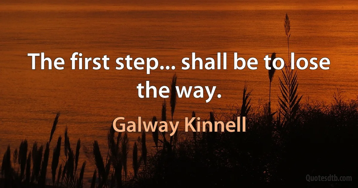 The first step... shall be to lose the way. (Galway Kinnell)