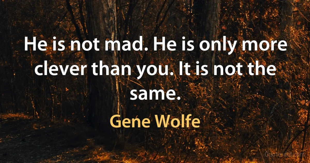 He is not mad. He is only more clever than you. It is not the same. (Gene Wolfe)