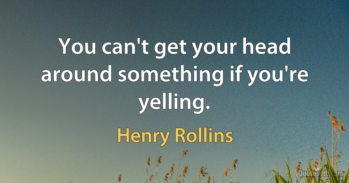 You can't get your head around something if you're yelling. (Henry Rollins)