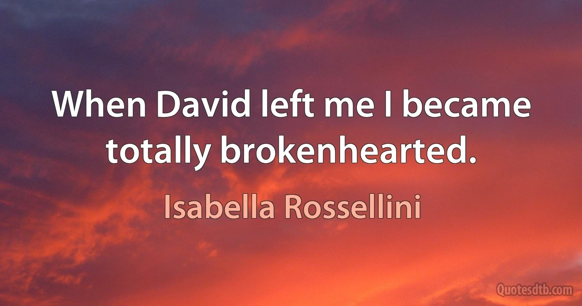 When David left me I became totally brokenhearted. (Isabella Rossellini)