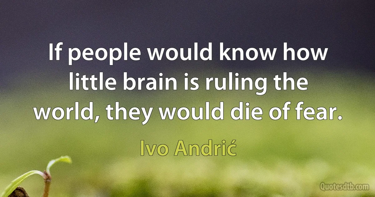 If people would know how little brain is ruling the world, they would die of fear. (Ivo Andrić)