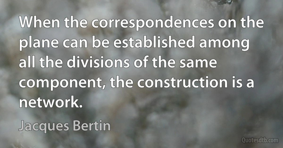 When the correspondences on the plane can be established among all the divisions of the same component, the construction is a network. (Jacques Bertin)