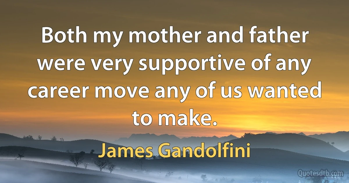 Both my mother and father were very supportive of any career move any of us wanted to make. (James Gandolfini)