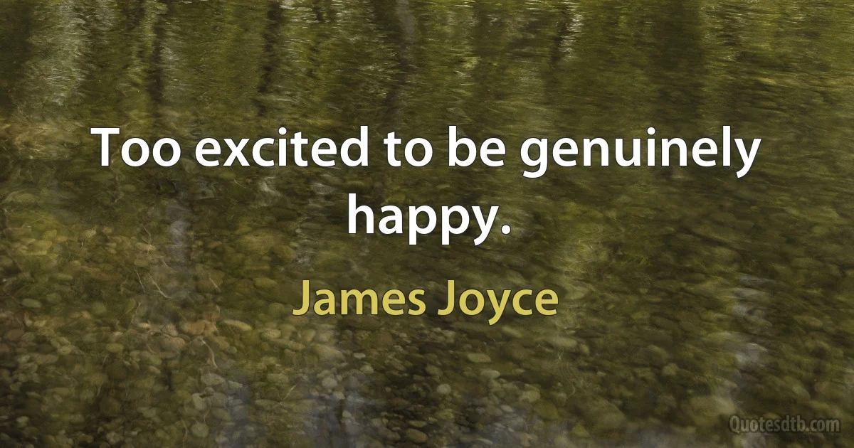 Too excited to be genuinely happy. (James Joyce)