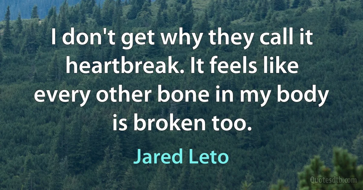 I don't get why they call it heartbreak. It feels like every other bone in my body is broken too. (Jared Leto)