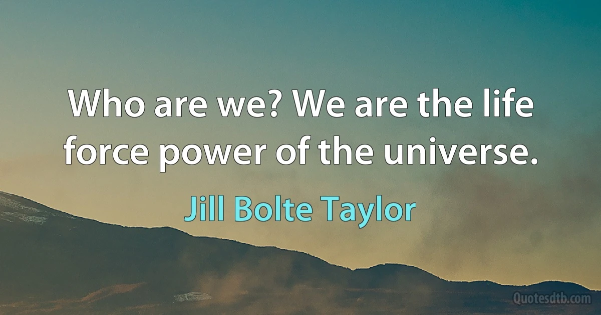 Who are we? We are the life force power of the universe. (Jill Bolte Taylor)