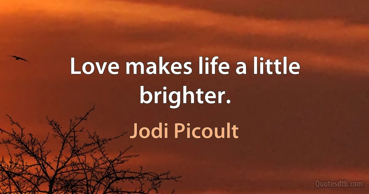 Love makes life a little brighter. (Jodi Picoult)