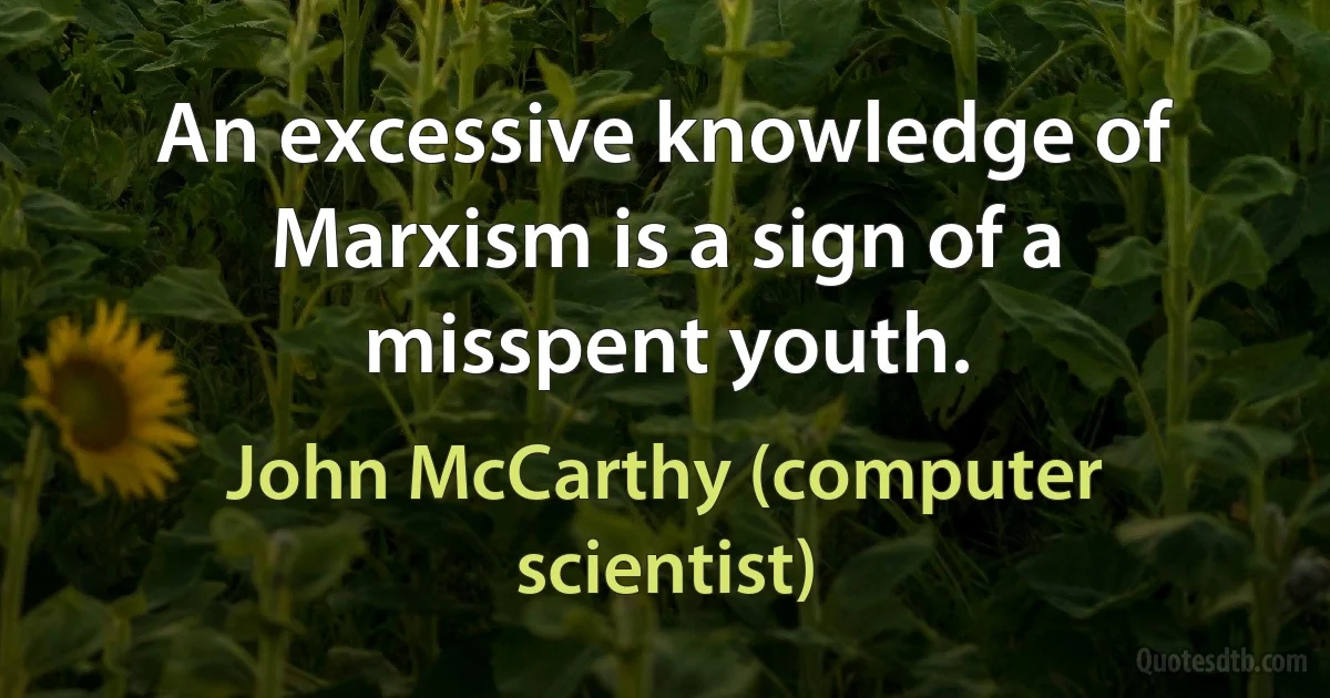 An excessive knowledge of Marxism is a sign of a misspent youth. (John McCarthy (computer scientist))