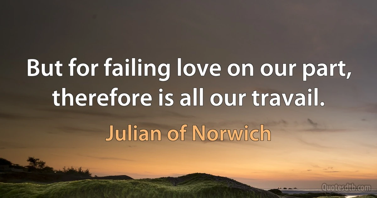 But for failing love on our part, therefore is all our travail. (Julian of Norwich)