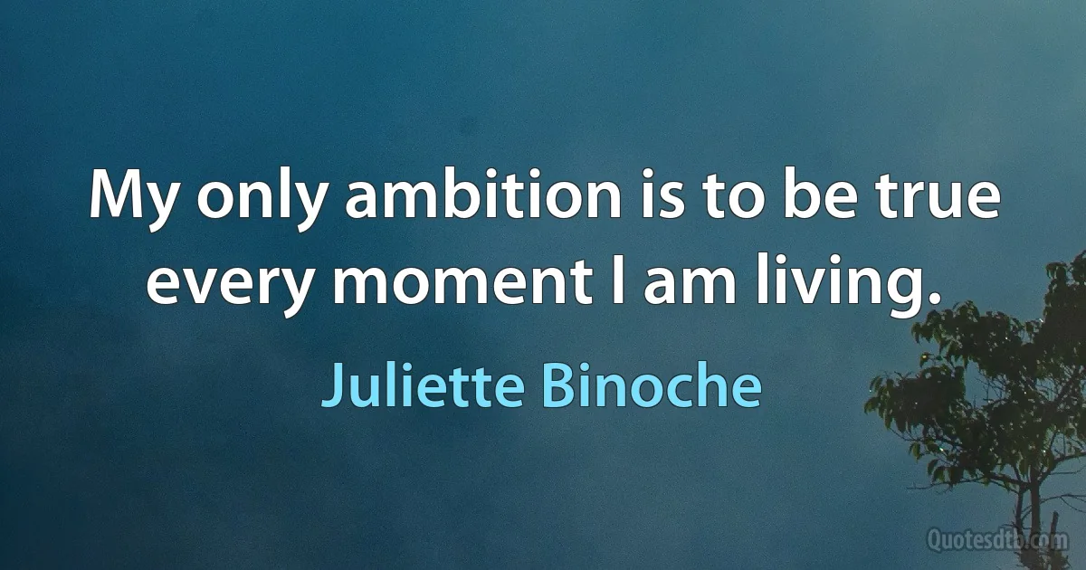 My only ambition is to be true every moment I am living. (Juliette Binoche)