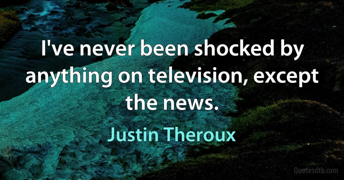 I've never been shocked by anything on television, except the news. (Justin Theroux)