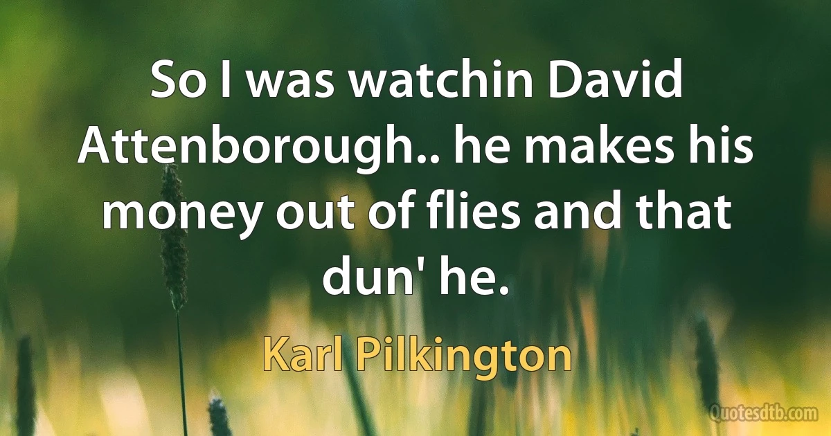 So I was watchin David Attenborough.. he makes his money out of flies and that dun' he. (Karl Pilkington)