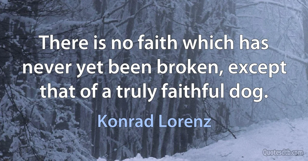 There is no faith which has never yet been broken, except that of a truly faithful dog. (Konrad Lorenz)