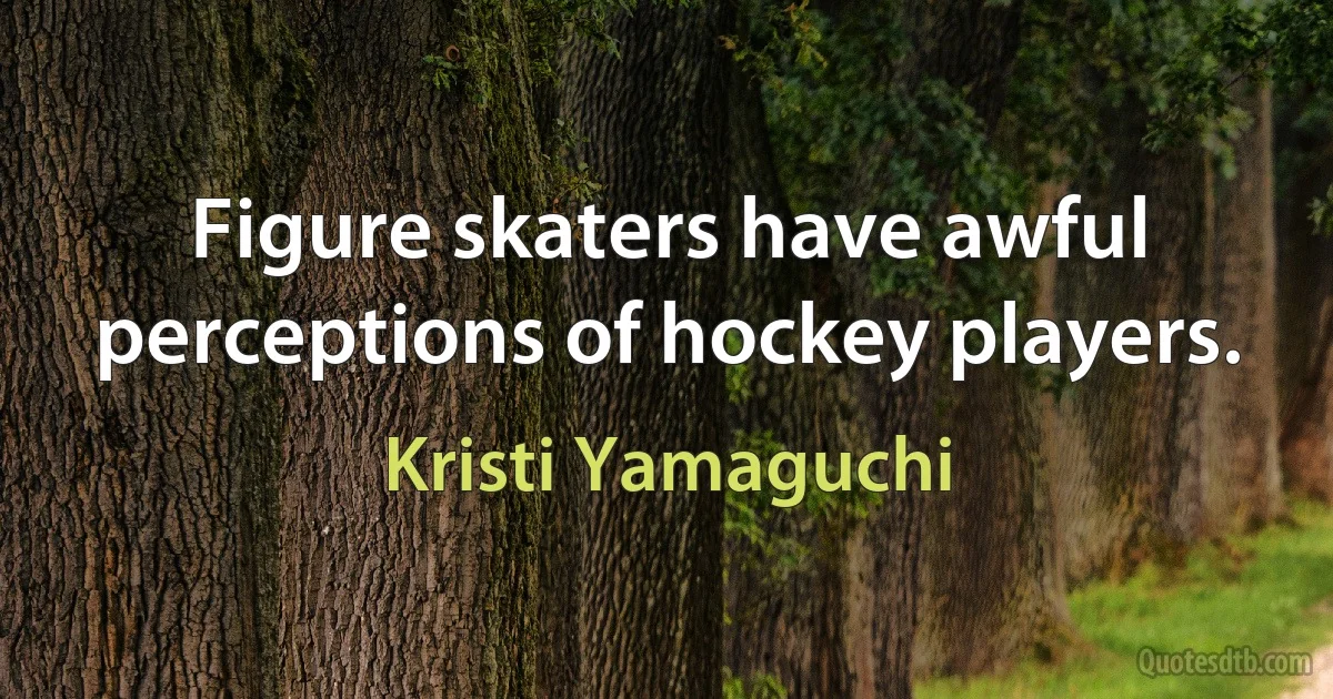 Figure skaters have awful perceptions of hockey players. (Kristi Yamaguchi)