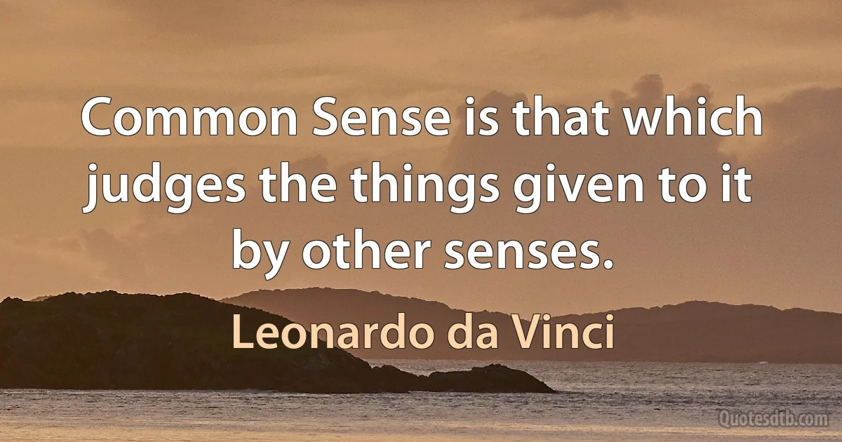 Common Sense is that which judges the things given to it by other senses. (Leonardo da Vinci)