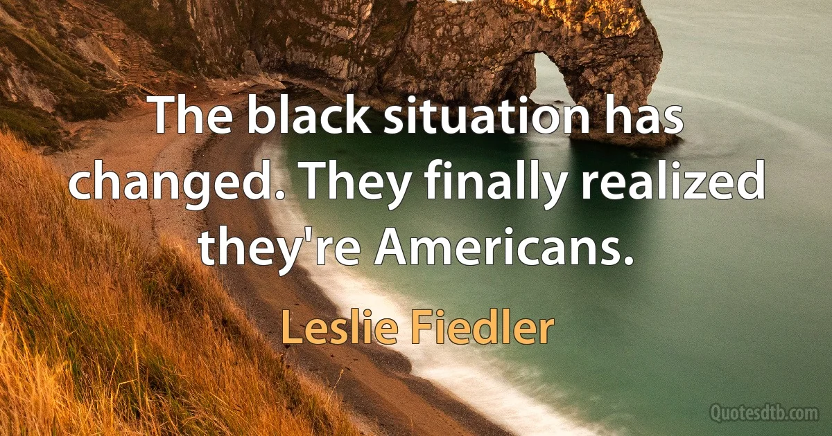 The black situation has changed. They finally realized they're Americans. (Leslie Fiedler)