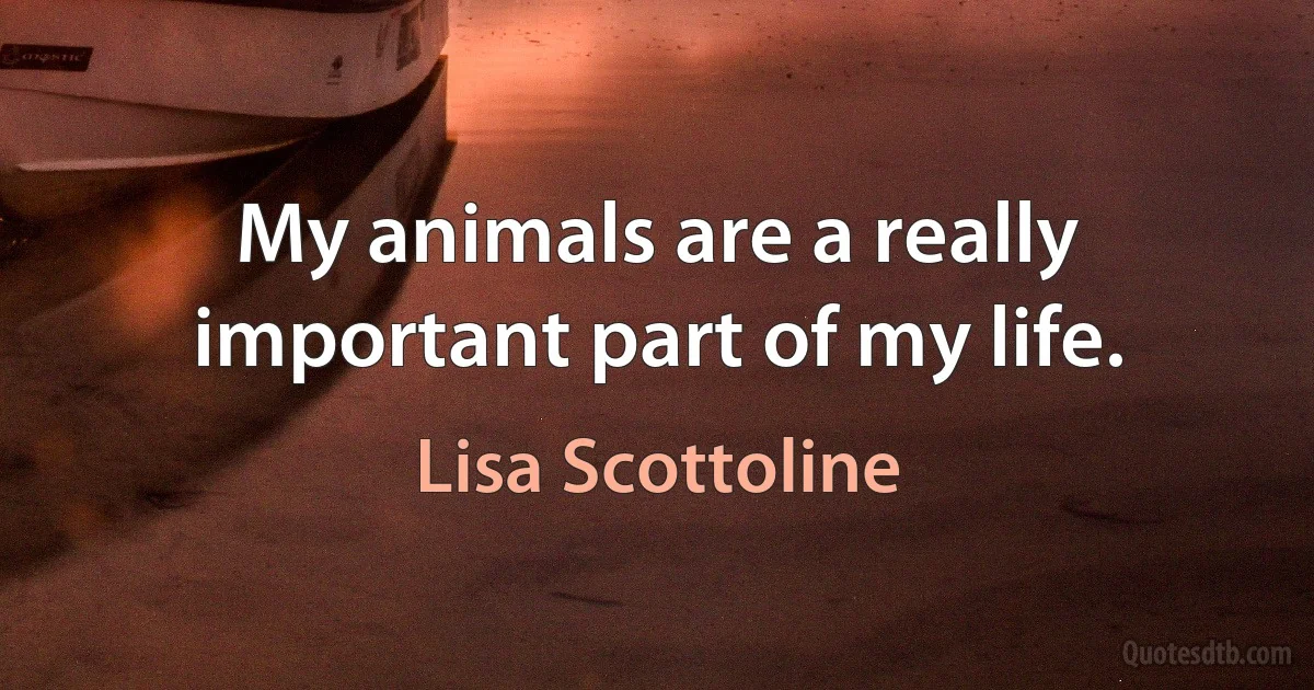 My animals are a really important part of my life. (Lisa Scottoline)