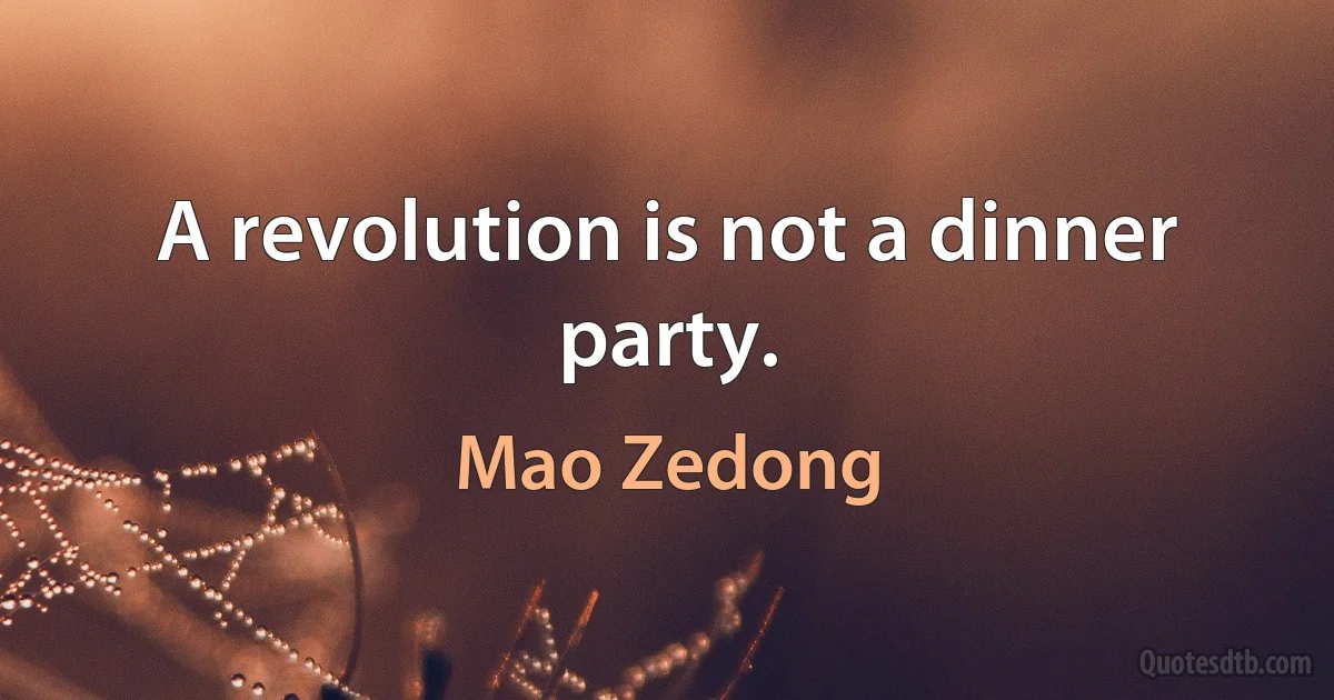 A revolution is not a dinner party. (Mao Zedong)