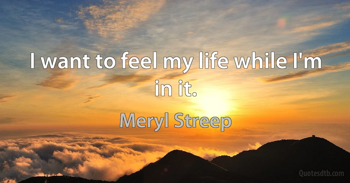 I want to feel my life while I'm in it. (Meryl Streep)