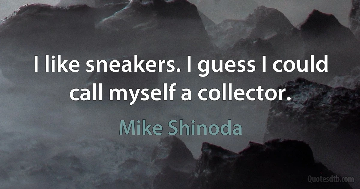 I like sneakers. I guess I could call myself a collector. (Mike Shinoda)