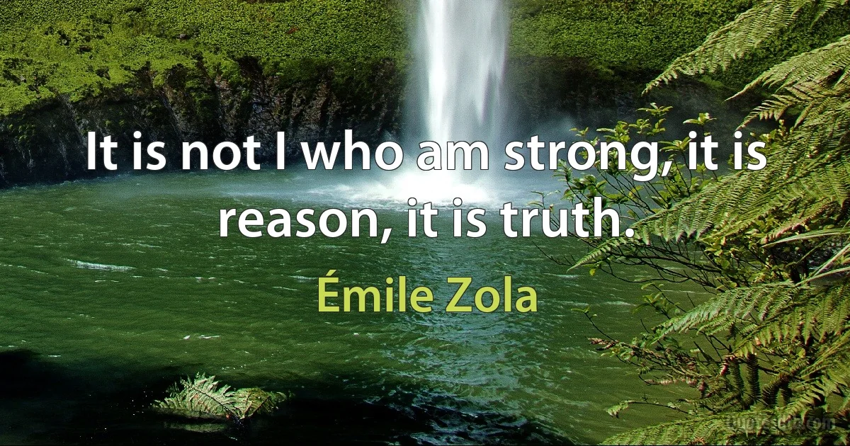 It is not I who am strong, it is reason, it is truth. (Émile Zola)