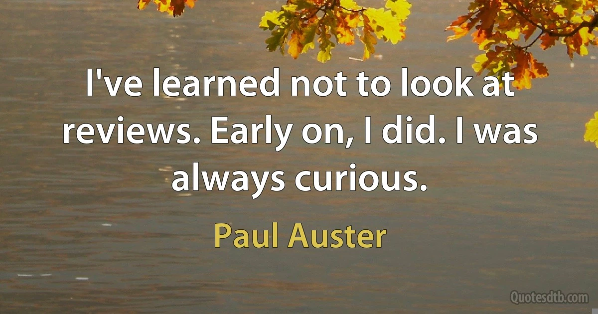 I've learned not to look at reviews. Early on, I did. I was always curious. (Paul Auster)