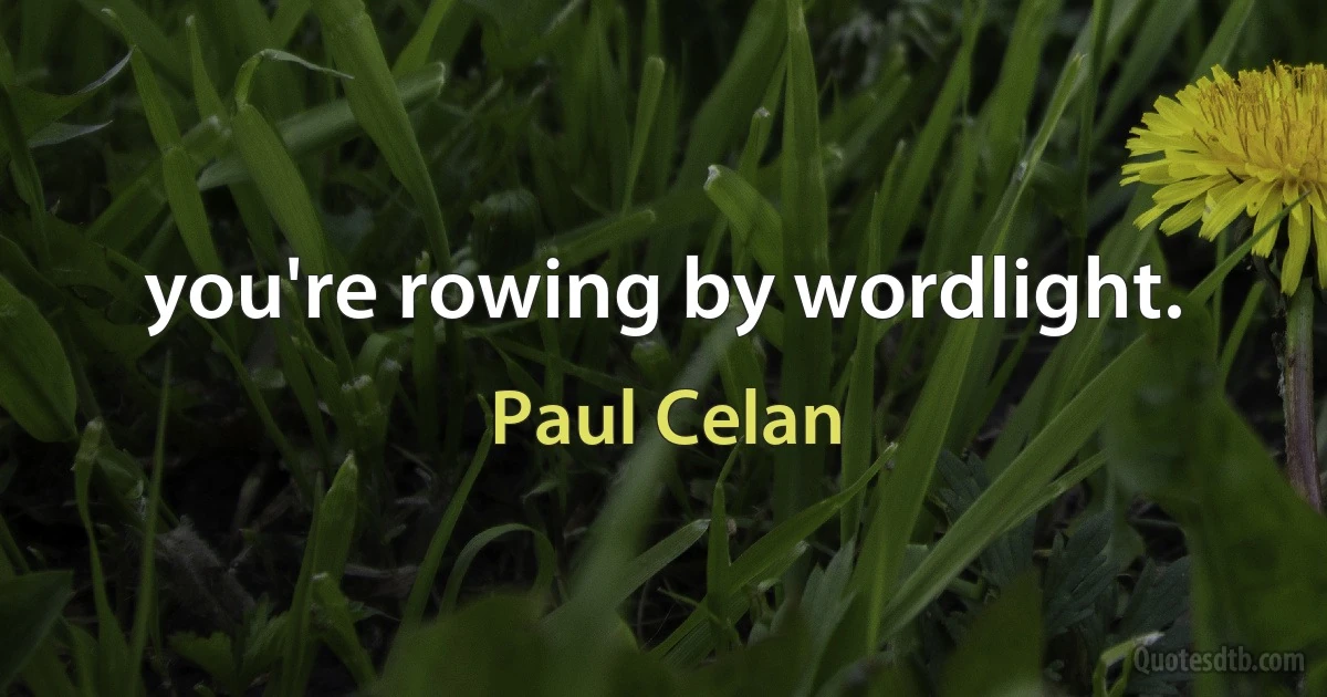 you're rowing by wordlight. (Paul Celan)