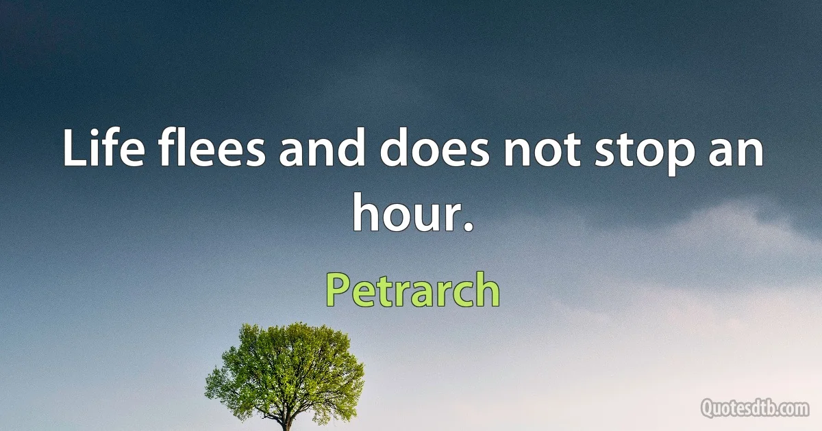 Life flees and does not stop an hour. (Petrarch)