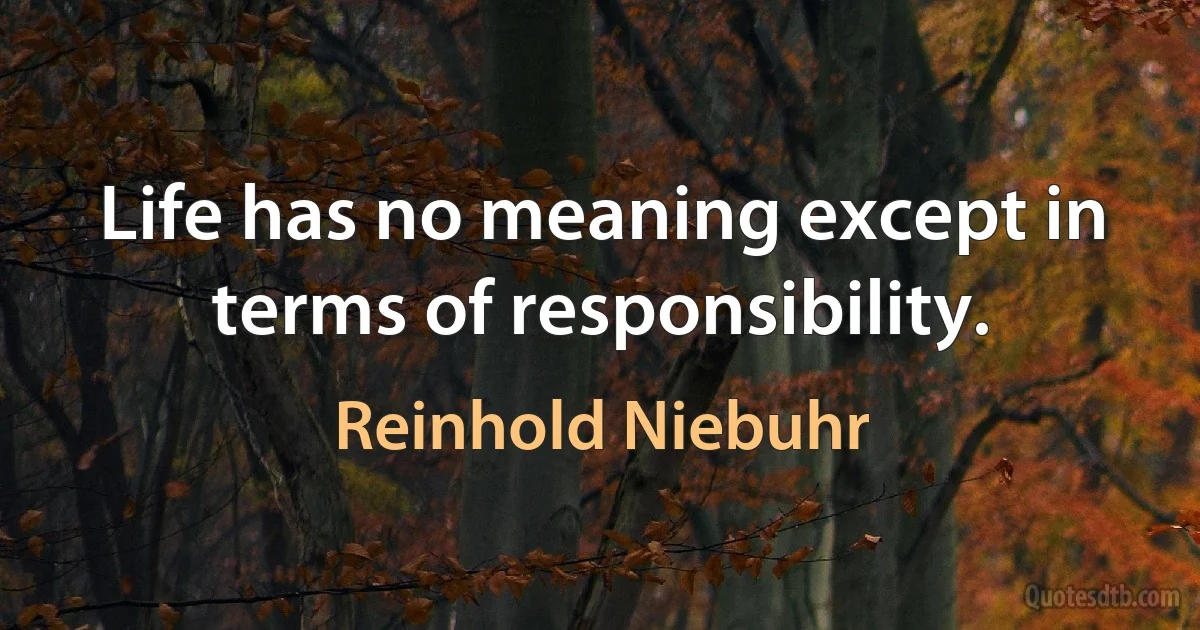 Life has no meaning except in terms of responsibility. (Reinhold Niebuhr)