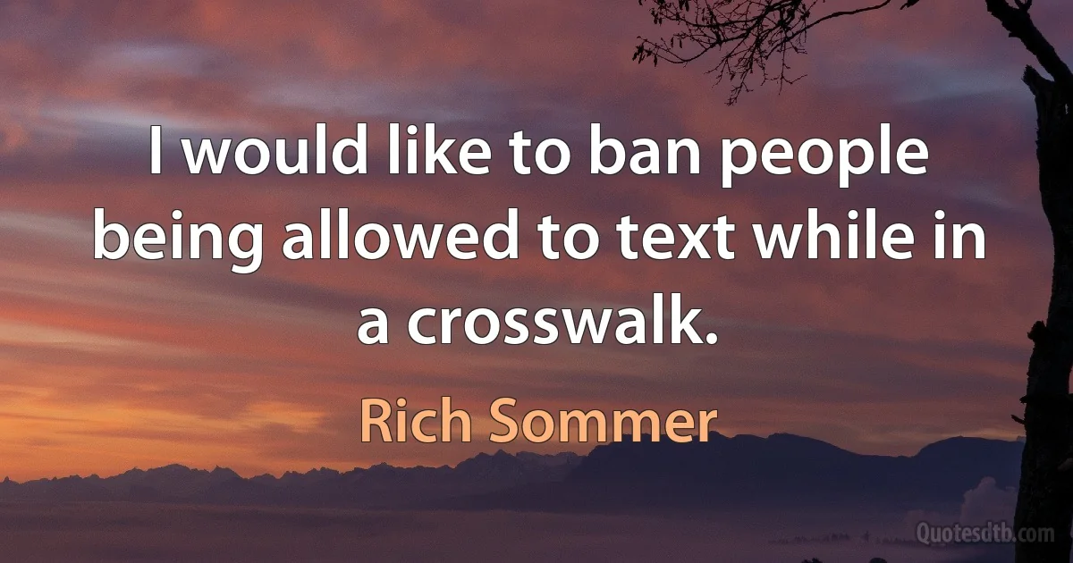 I would like to ban people being allowed to text while in a crosswalk. (Rich Sommer)