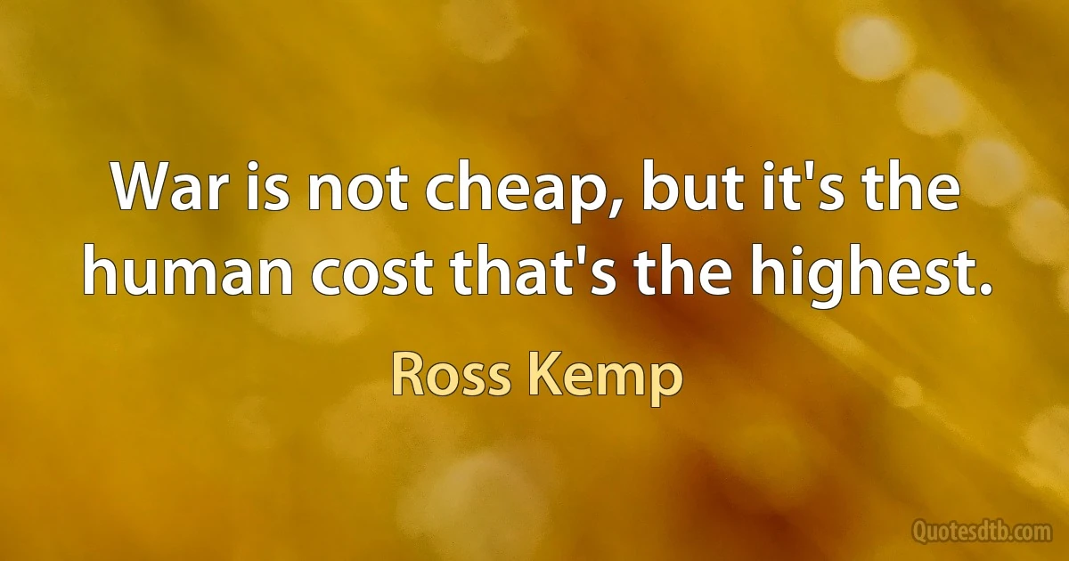 War is not cheap, but it's the human cost that's the highest. (Ross Kemp)