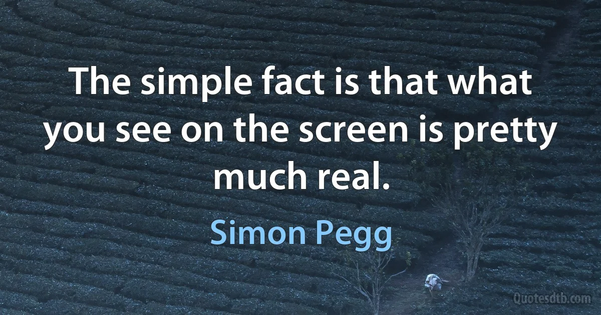 The simple fact is that what you see on the screen is pretty much real. (Simon Pegg)