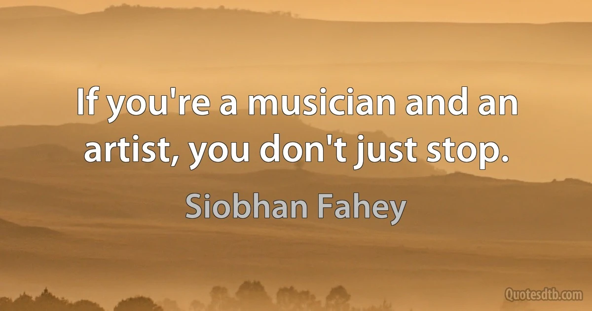 If you're a musician and an artist, you don't just stop. (Siobhan Fahey)