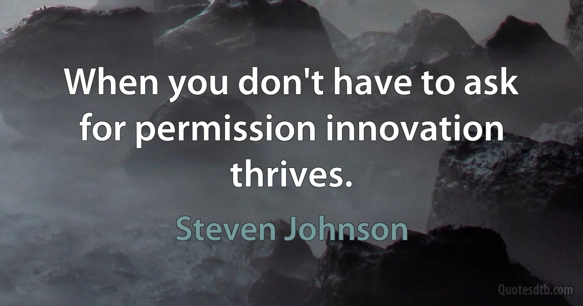 When you don't have to ask for permission innovation thrives. (Steven Johnson)